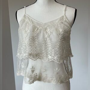American Eagle Outfitters all lace tiered tank size S romantic cottage coastal